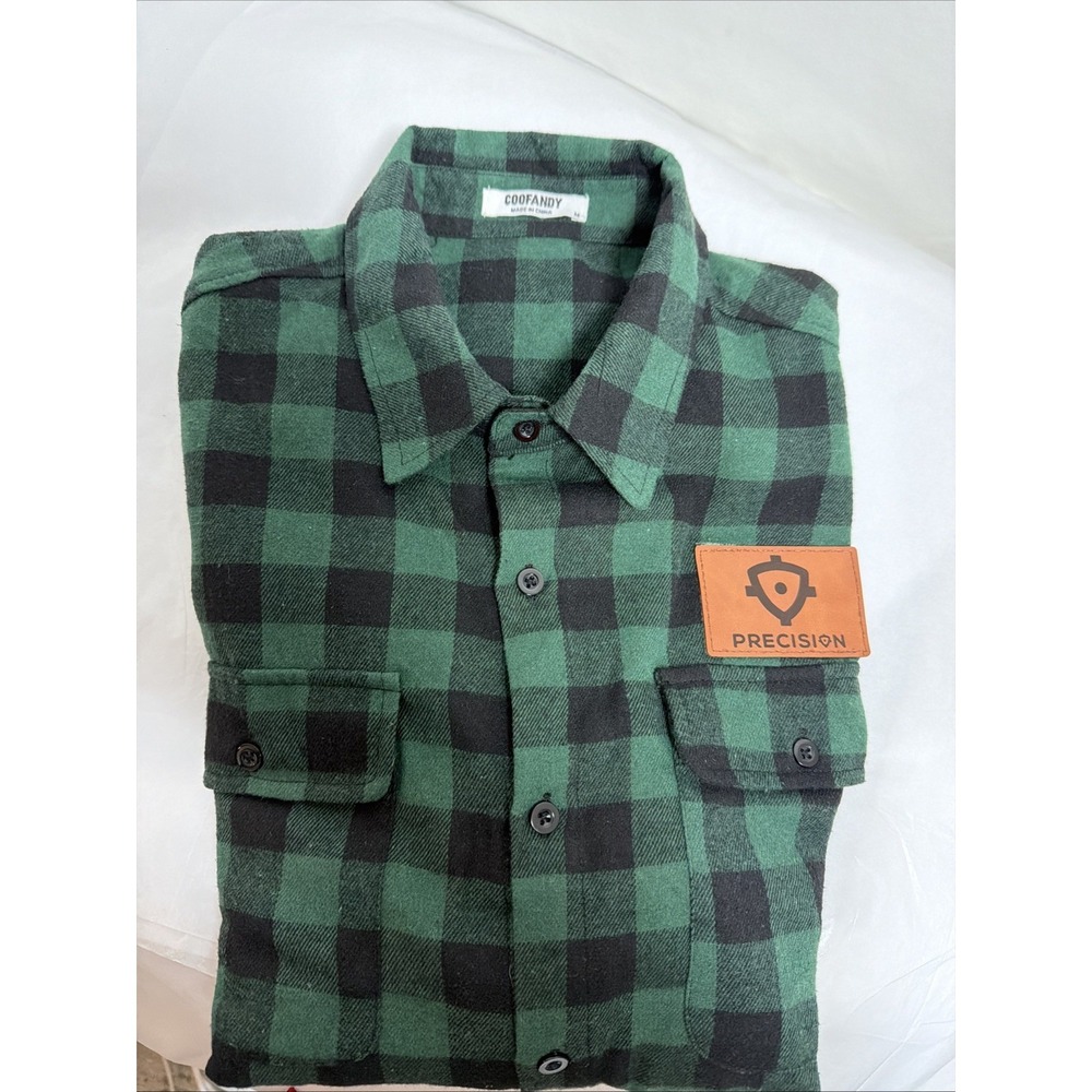Coofandy Mens MEDIUM Western Rodeo Button Up SHIRT Green Long Sleeve Cotton Bld